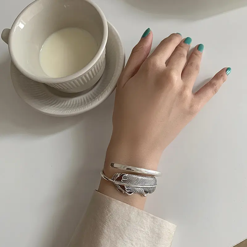 Stereen Silver Feather Bracelet for Women - Image 6