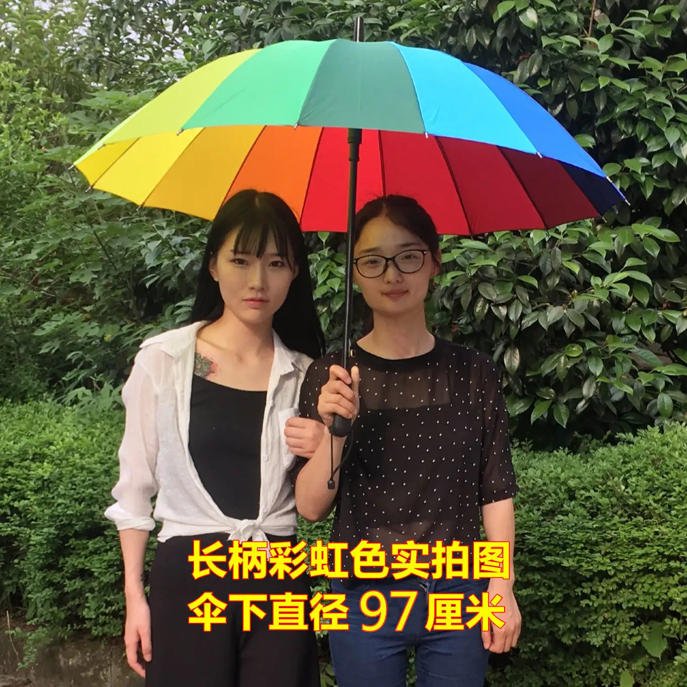 16-Rib Extra Large Black Umbrella with Long Handle - Image 17