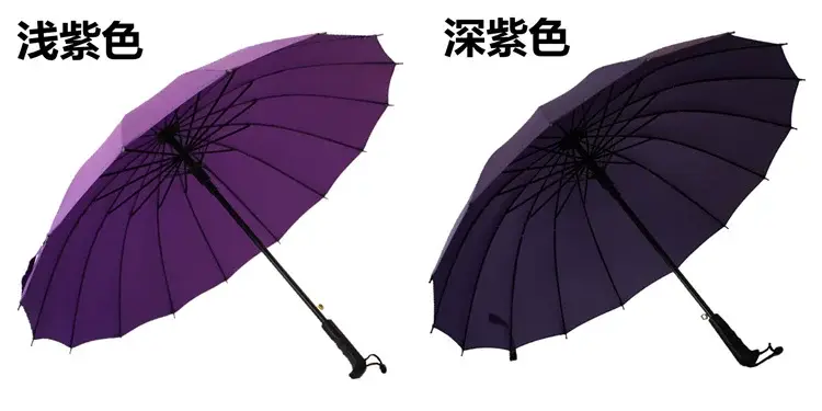 16-Rib Extra Large Black Umbrella with Long Handle — feature 13