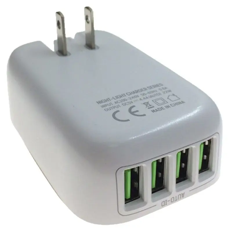 LED Night Light Touch Switch Mobile Charger with 4 USB Ports