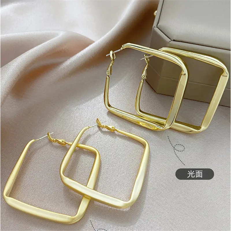 S925 Silver Gold Square Earrings for Women - Image 3