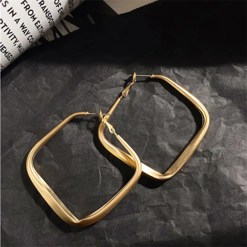 S925 Silver Gold Square Earrings for Women - Image 5