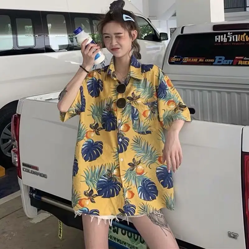 Women's Hawaiian Printed Loose Shirt Beach Wear