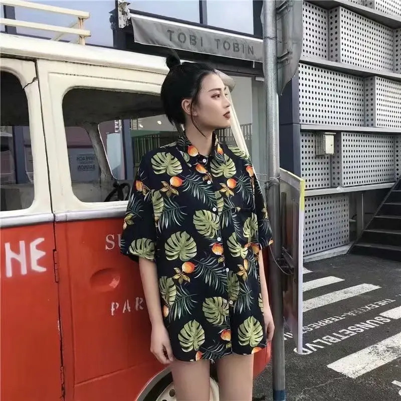 Women's Hawaiian Printed Loose Shirt Beach Wear