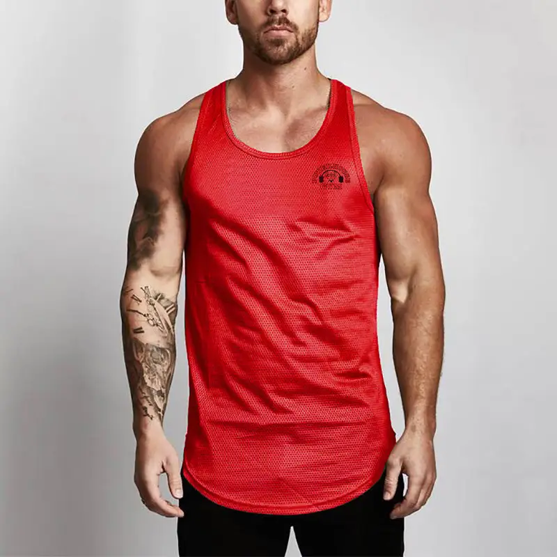 Men's Gray Mesh Gym Vest for Workout & Training