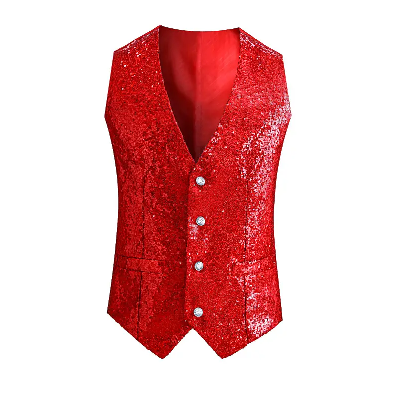Golden Sequined Men's Vest for Dance & Party Wear - Image 2