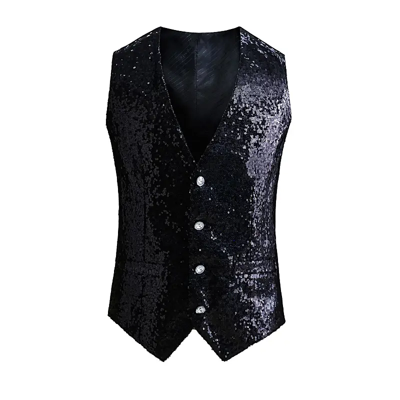 Golden Sequined Men's Vest for Dance & Party Wear - Image 3