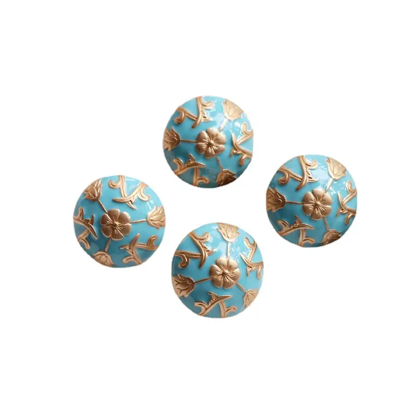 Sky Blue Retro Gold Earrings with Silver Needle - Image 8