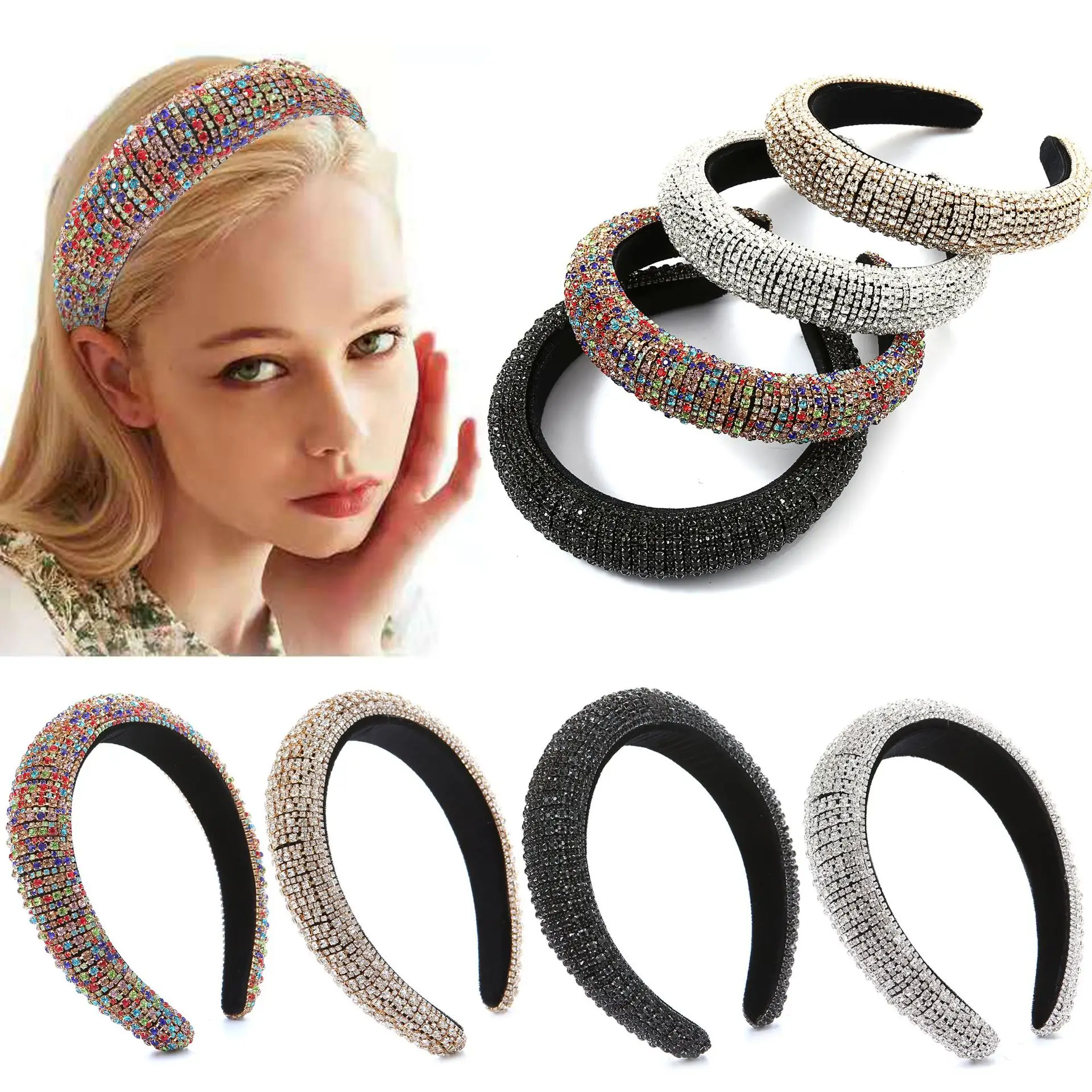 Vintage European Bang Baroque Glass Rhinestone Velvet - Image 7
