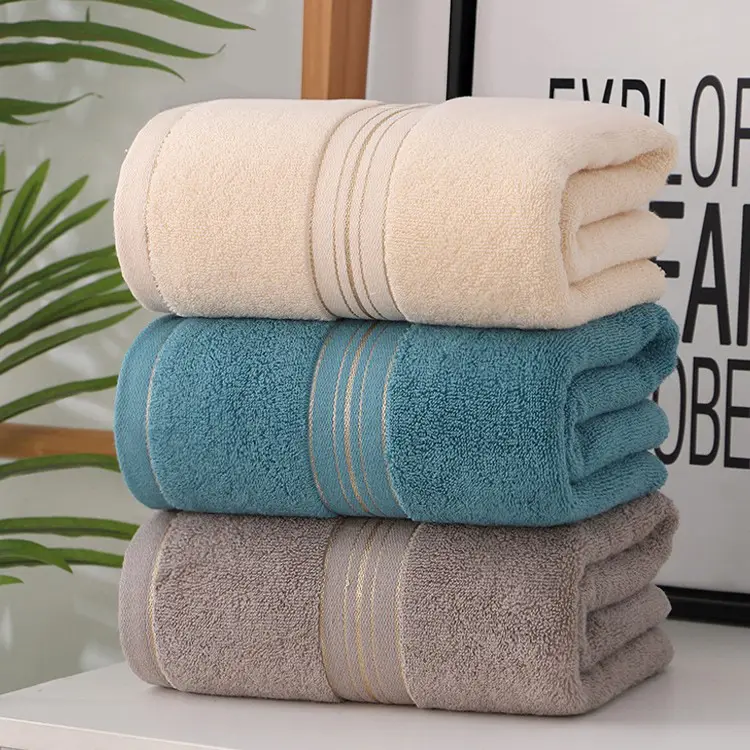 Towel Set Blue Striped Thick Cotton Face Towel