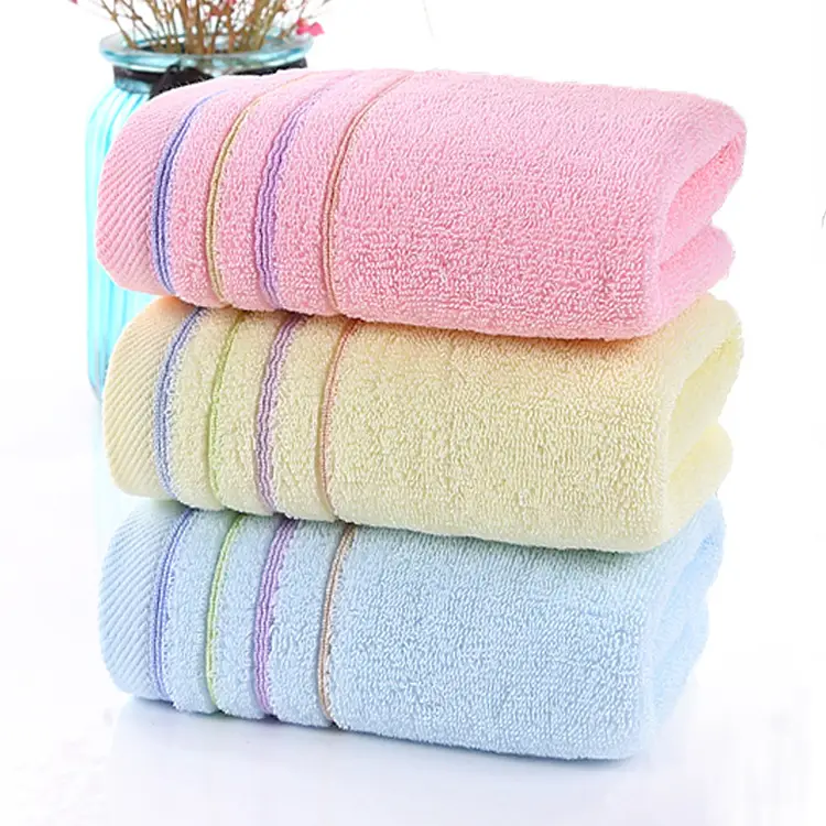 Towel Set Blue Striped Thick Cotton Face Towel - Image 28