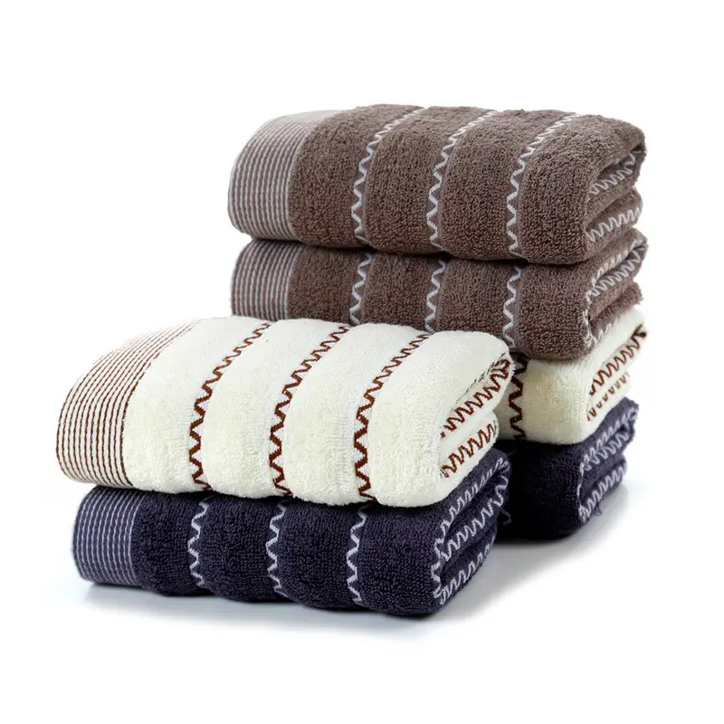 Towel Set Blue Striped Thick Cotton Face Towel - Image 30