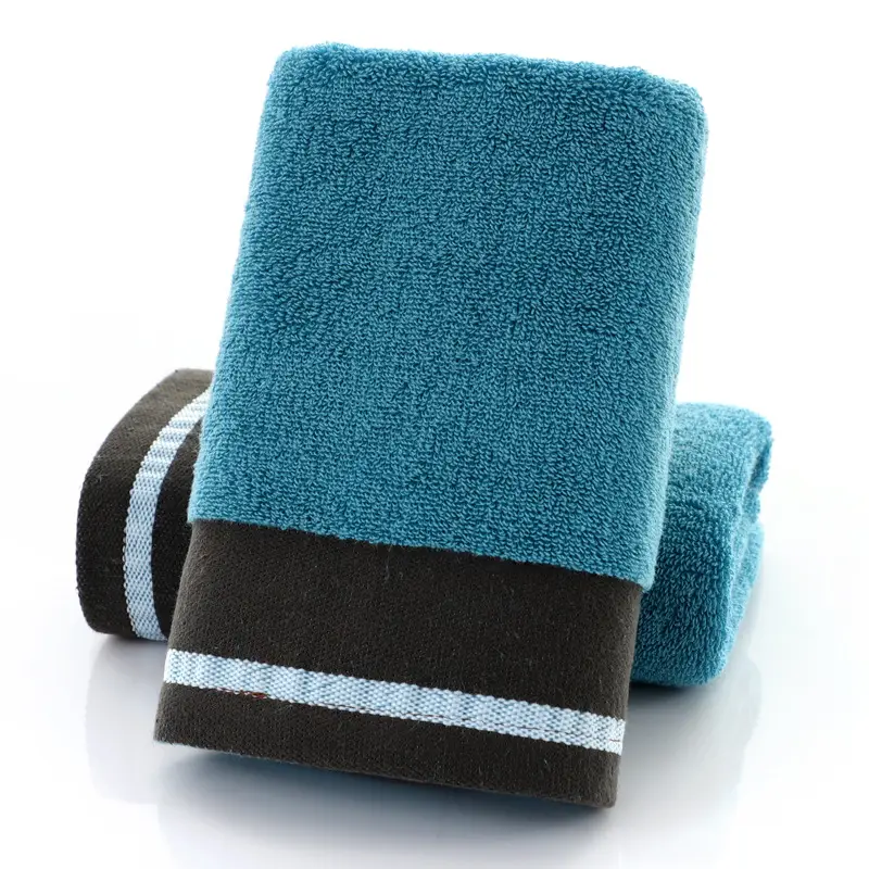 Towel Set Blue Striped Thick Cotton Face Towel - Image 14