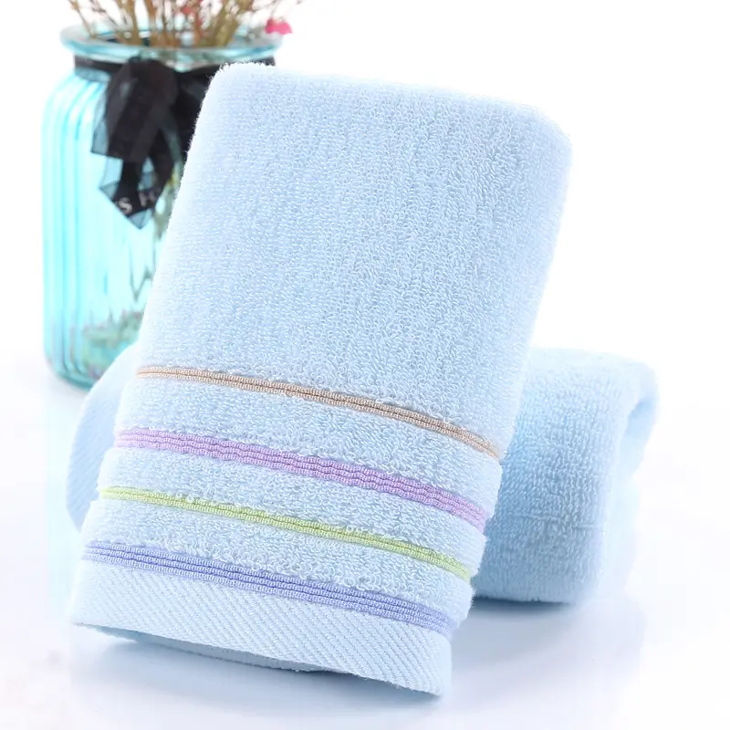Towel Set Blue Striped Thick Cotton Face Towel - Image 9