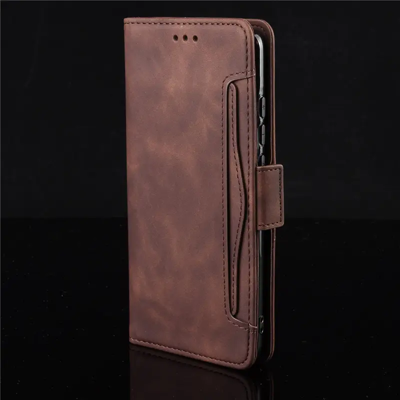 Brown Leather Flip Phone Case with Multi-Card Slot - Image 2