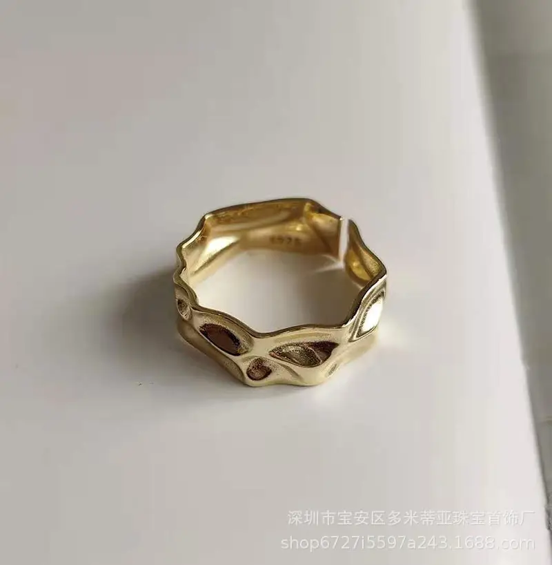 Electroplated Irregular Crown Ring Gold Tone - Image 2