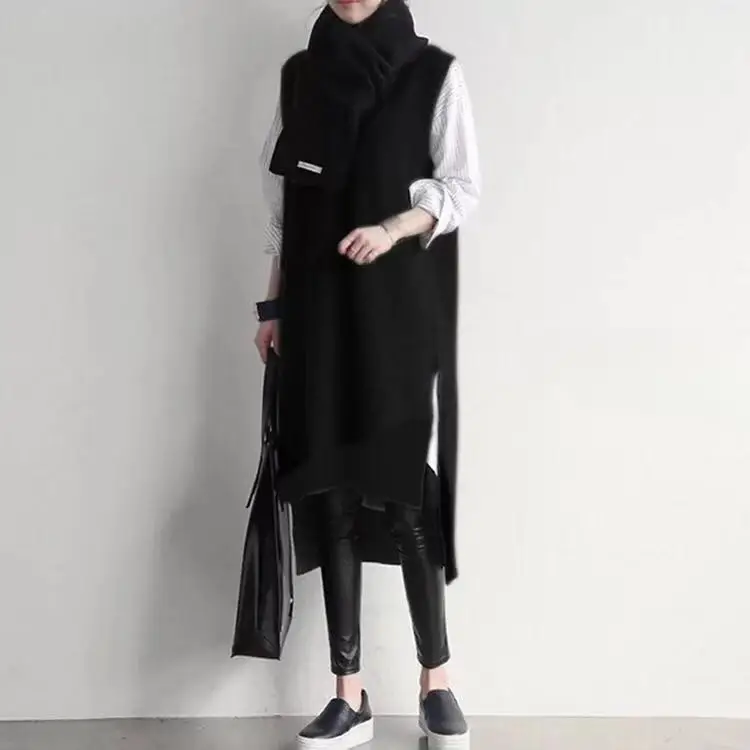 2025 Korean Style Grey Knitted Vest Skirt Set - Image 2