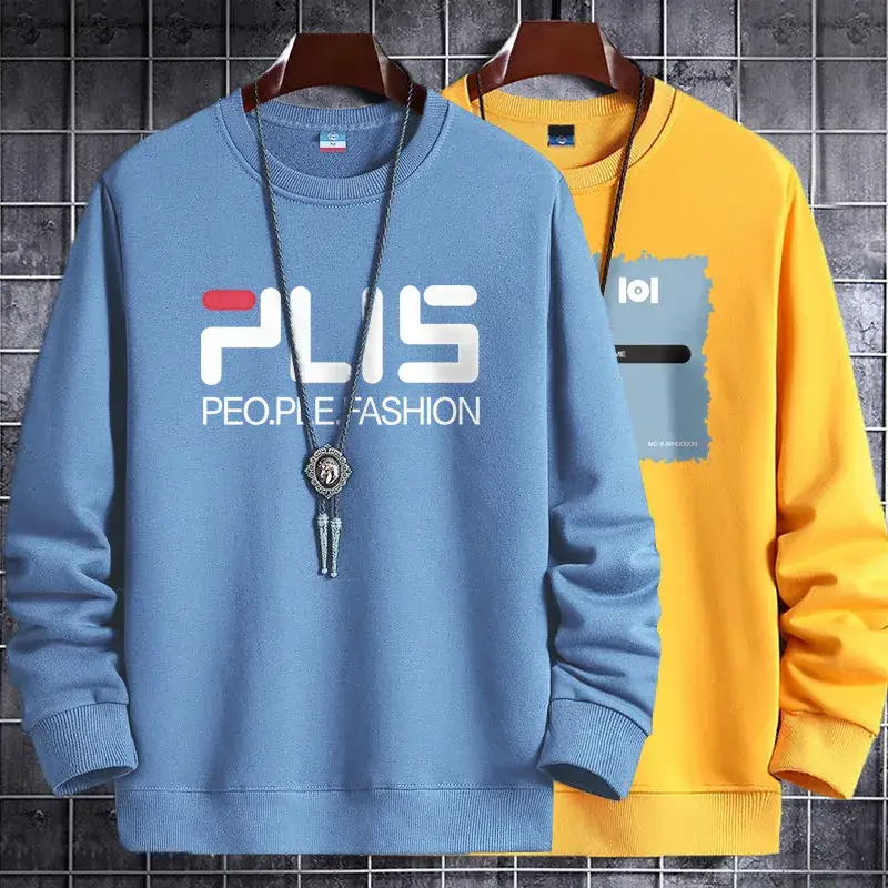 Men Fleece Sweatshirt Black Long Sleeve Winter Warm - Image 27