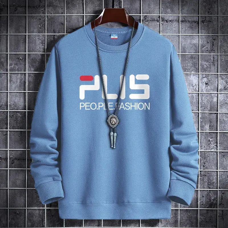 Men Fleece Sweatshirt Black Long Sleeve Winter Warm - Image 13