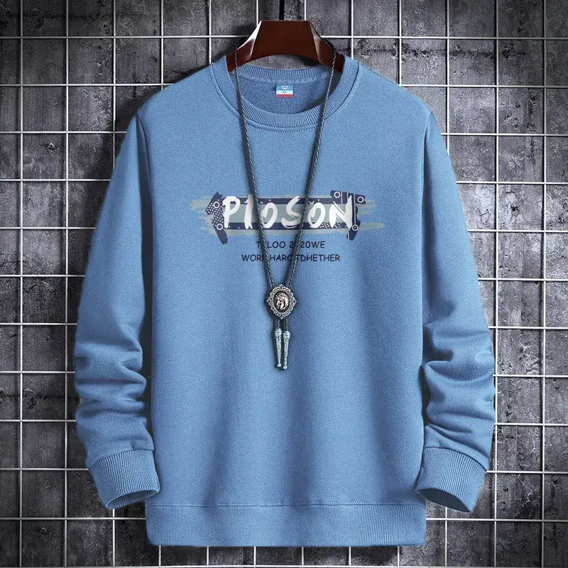Men Fleece Sweatshirt Black Long Sleeve Winter Warm - Image 17