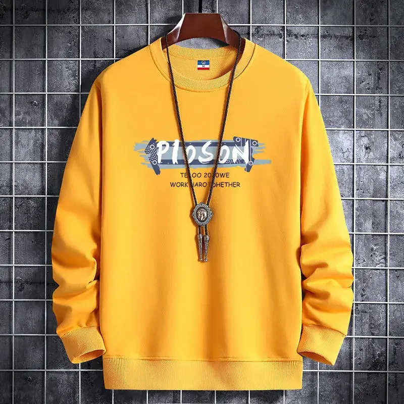 Men Fleece Sweatshirt Black Long Sleeve Winter Warm - Image 19