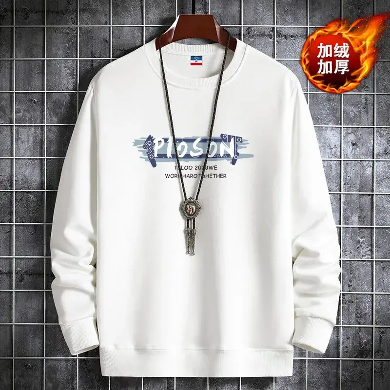 Men Fleece Sweatshirt Black Long Sleeve Winter Warm - Image 20