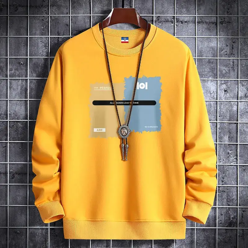 Men Fleece Sweatshirt Black Long Sleeve Winter Warm - Image 3