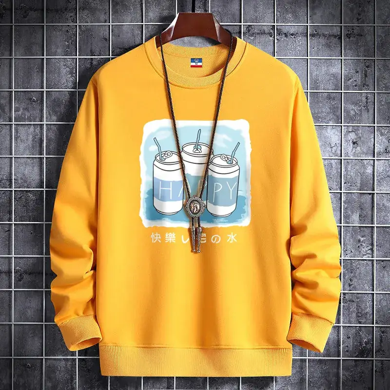 Men Fleece Sweatshirt Black Long Sleeve Winter Warm - Image 7