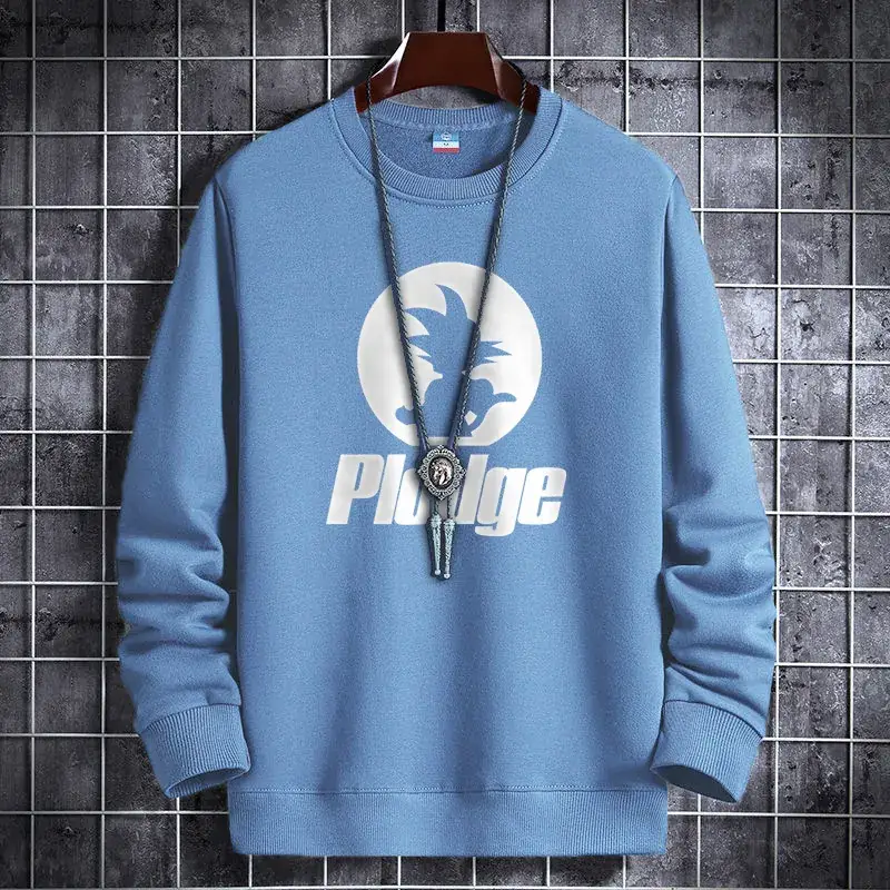 Men Fleece Sweatshirt Black Long Sleeve Winter Warm - Image 9