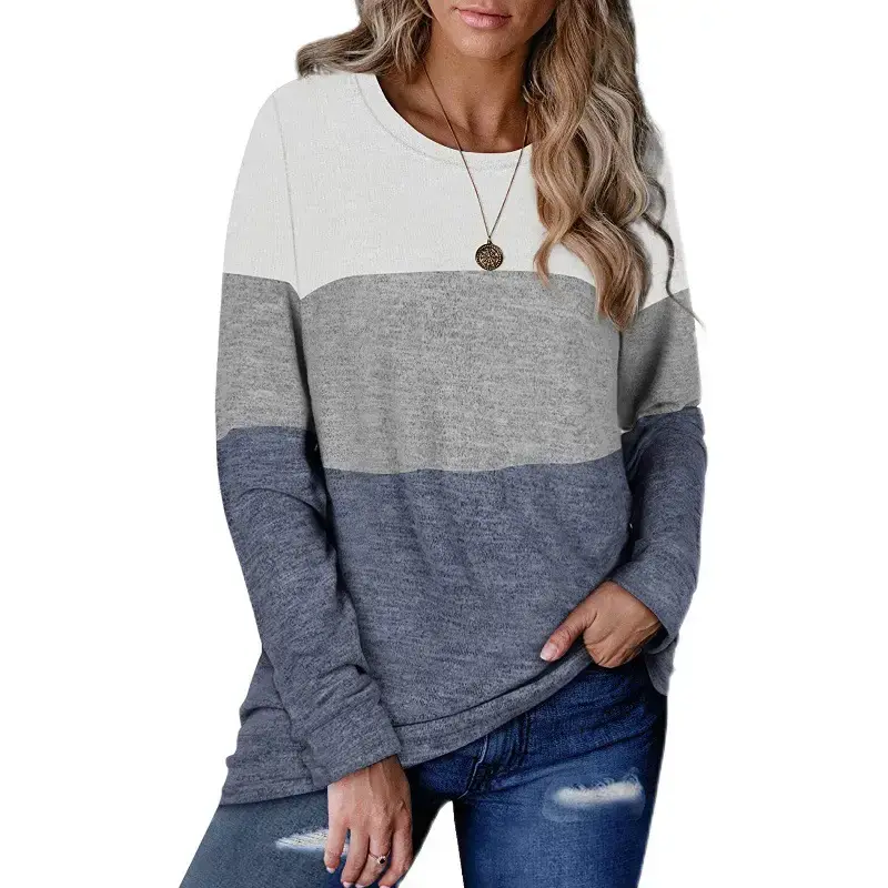 Women's Color Block Round Neck Sweatshirt Set - Image 6