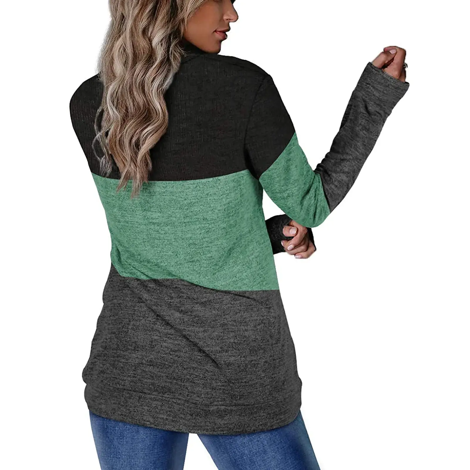 Women's Color Block Round Neck Sweatshirt Set — feature 10