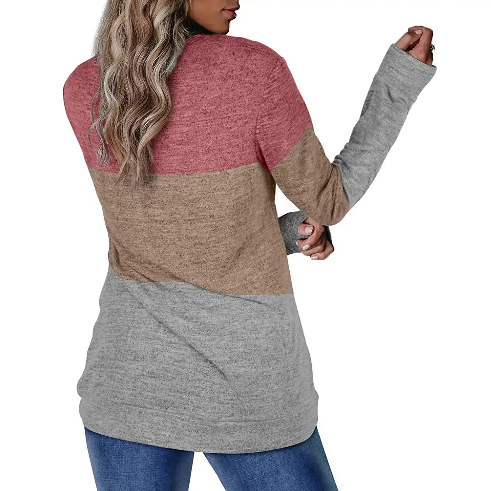Women's Color Block Round Neck Sweatshirt Set — feature 14