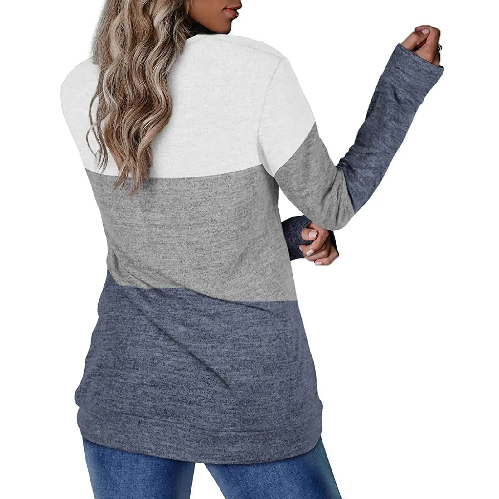 Women's Color Block Round Neck Sweatshirt Set — feature 18