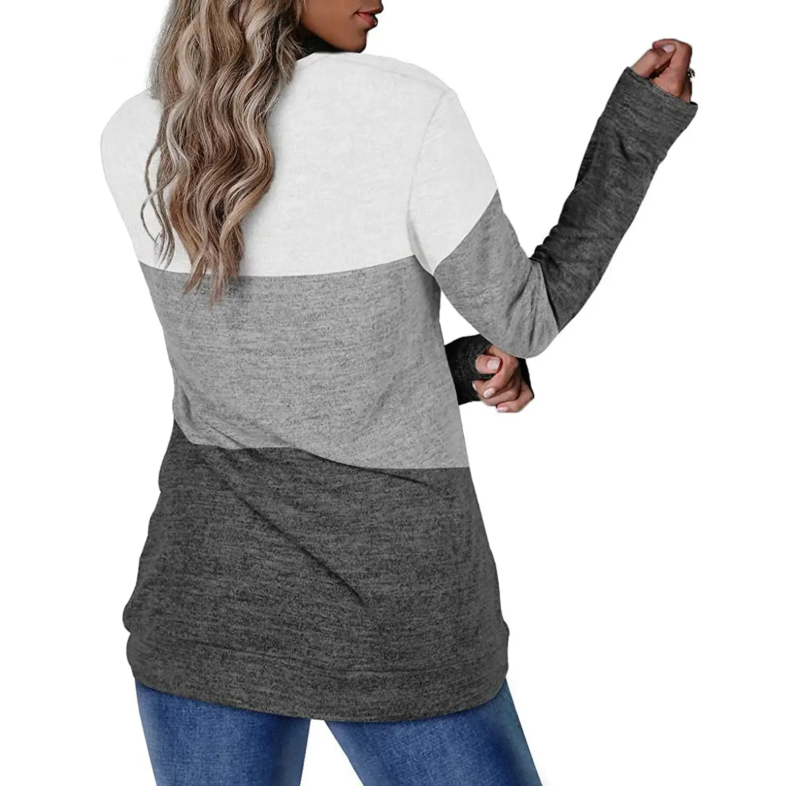 Women's Color Block Round Neck Sweatshirt Set — feature 22