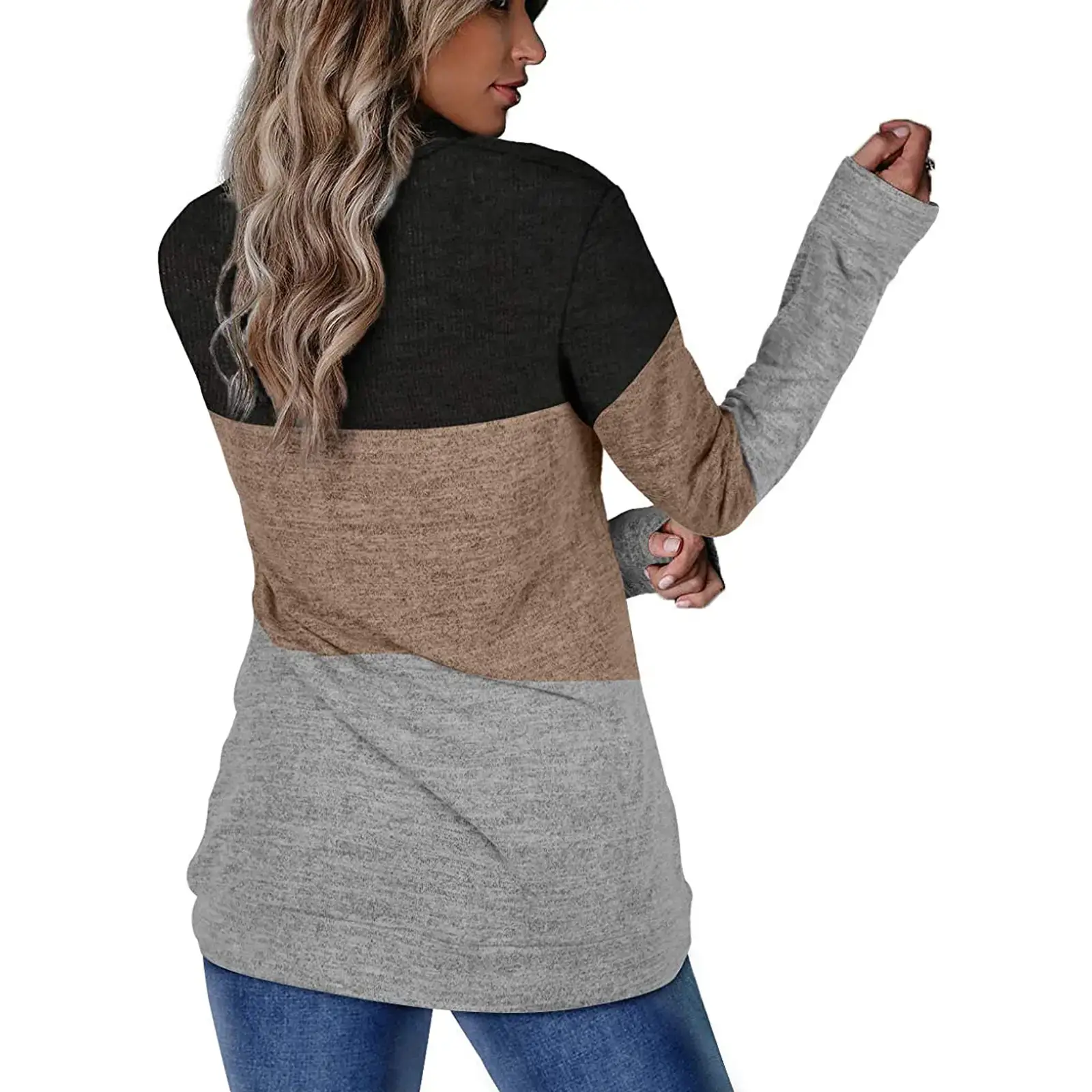 Women's Color Block Round Neck Sweatshirt Set — feature 6