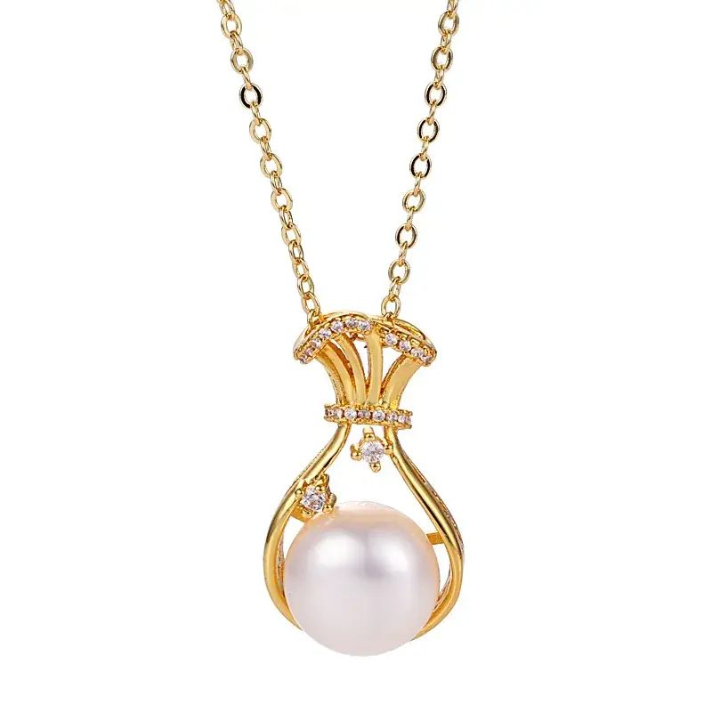 Gold Pearl Pendant Necklace with Elegant Design - Image 9