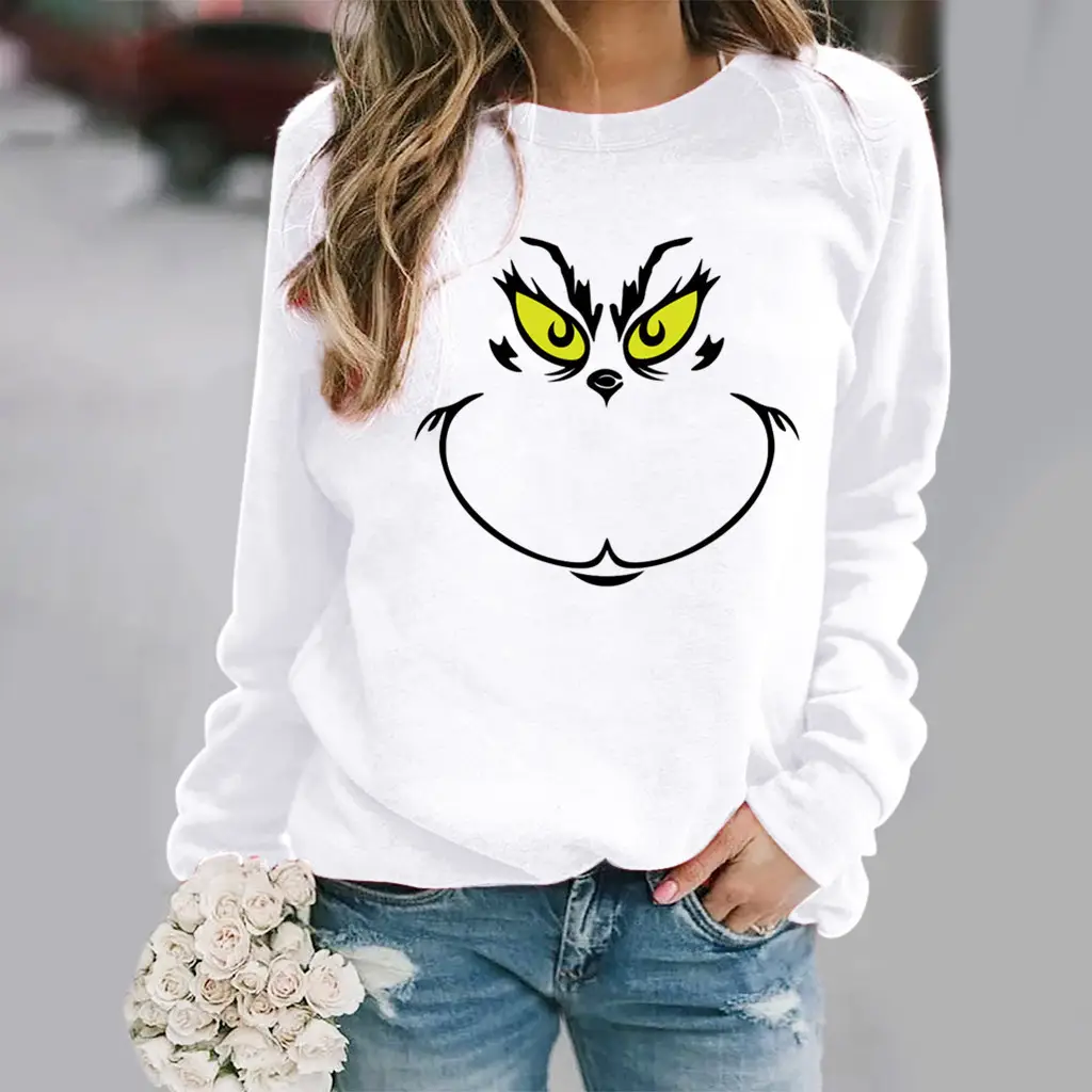 Green Grinch Print Long Sleeve Sweatshirt - Image 14
