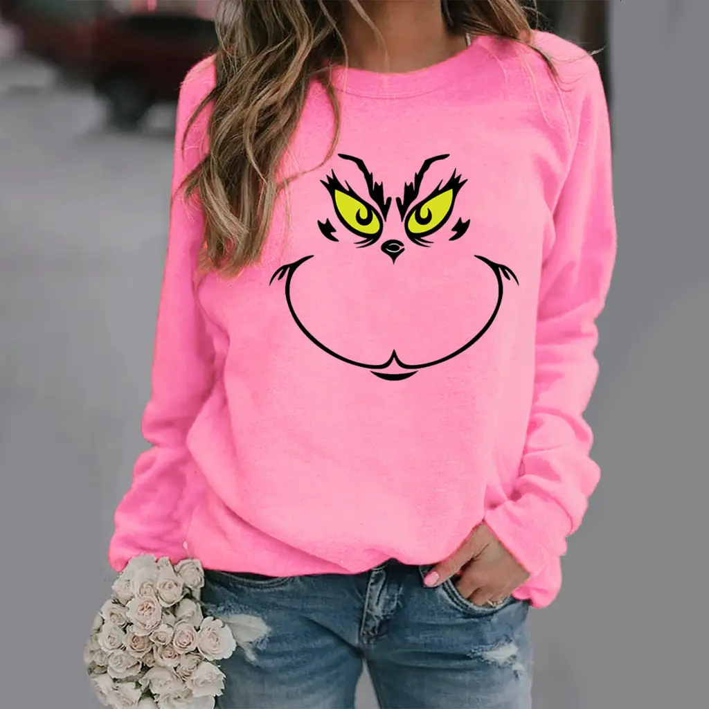 Green Grinch Print Long Sleeve Sweatshirt - Image 15