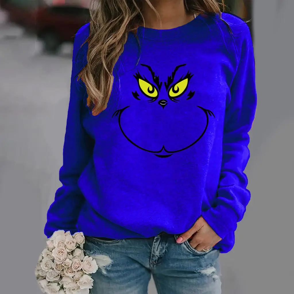 Green Grinch Print Long Sleeve Sweatshirt - Image 10