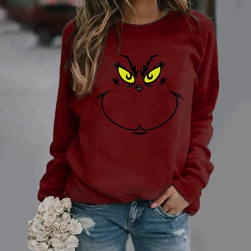 Green Grinch Print Long Sleeve Sweatshirt - Image 11