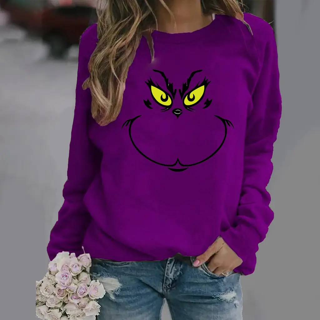 Green Grinch Print Long Sleeve Sweatshirt - Image 6