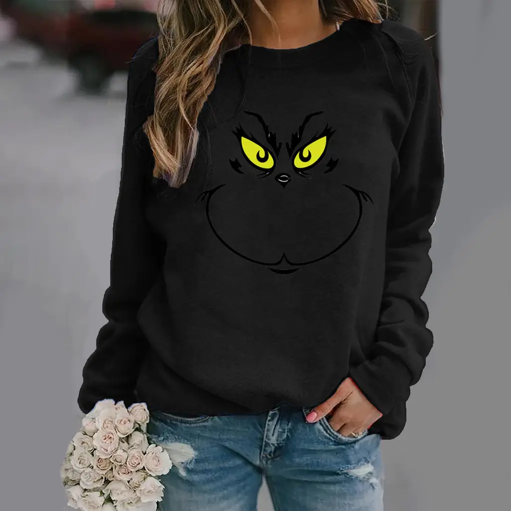 Green Grinch Print Long Sleeve Sweatshirt - Image 9