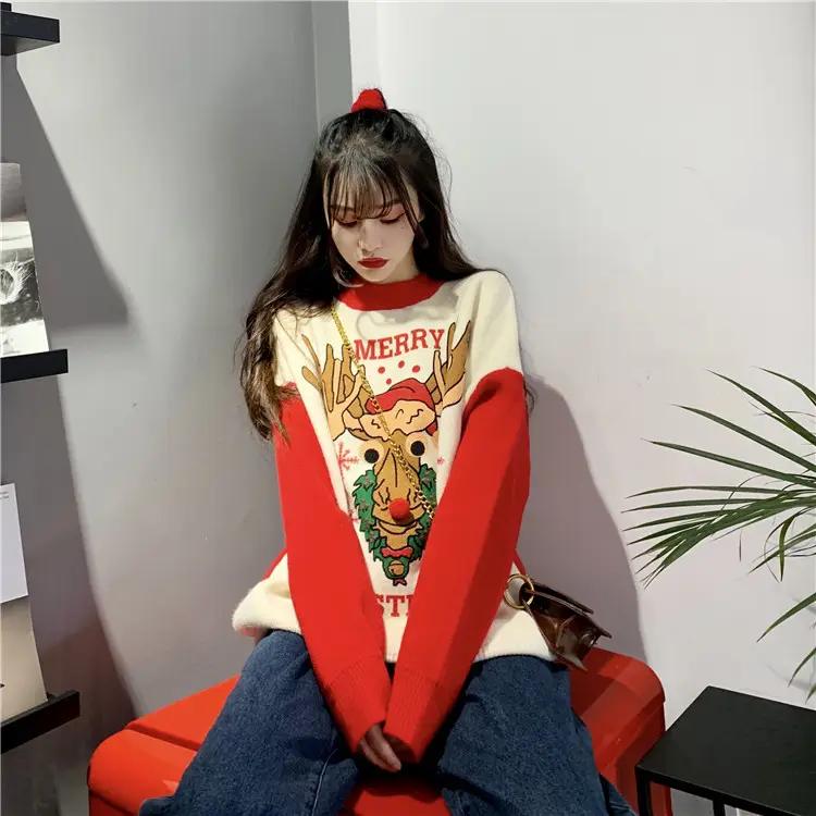 2023 Christmas Knit Sweater Women Red Base Petite Winter Wear — feature 10