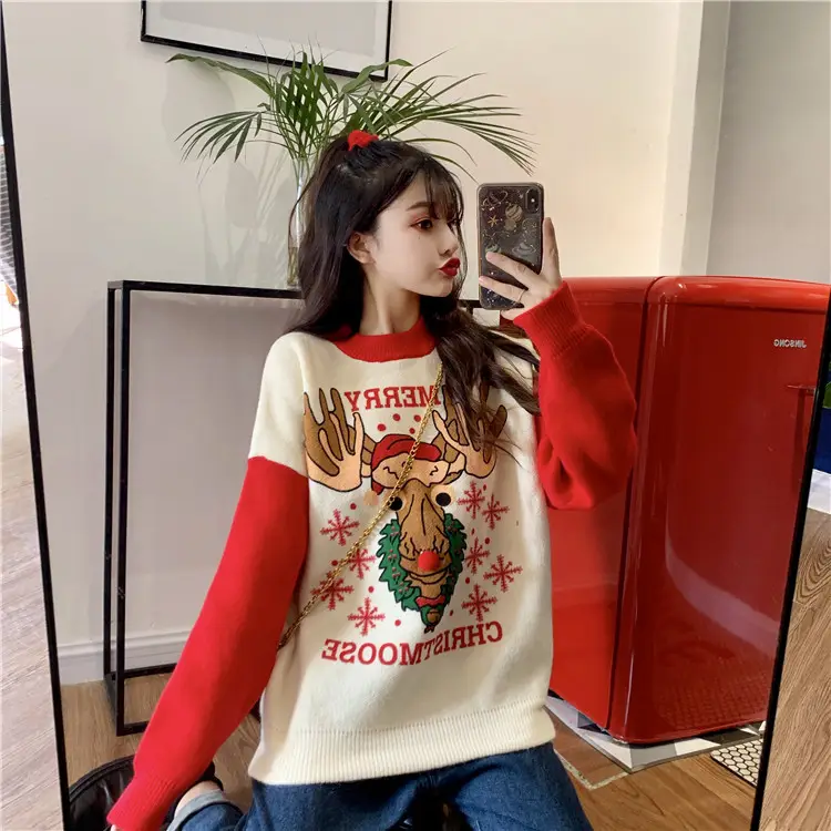 2023 Christmas Knit Sweater Women Red Base Petite Winter Wear — feature 11