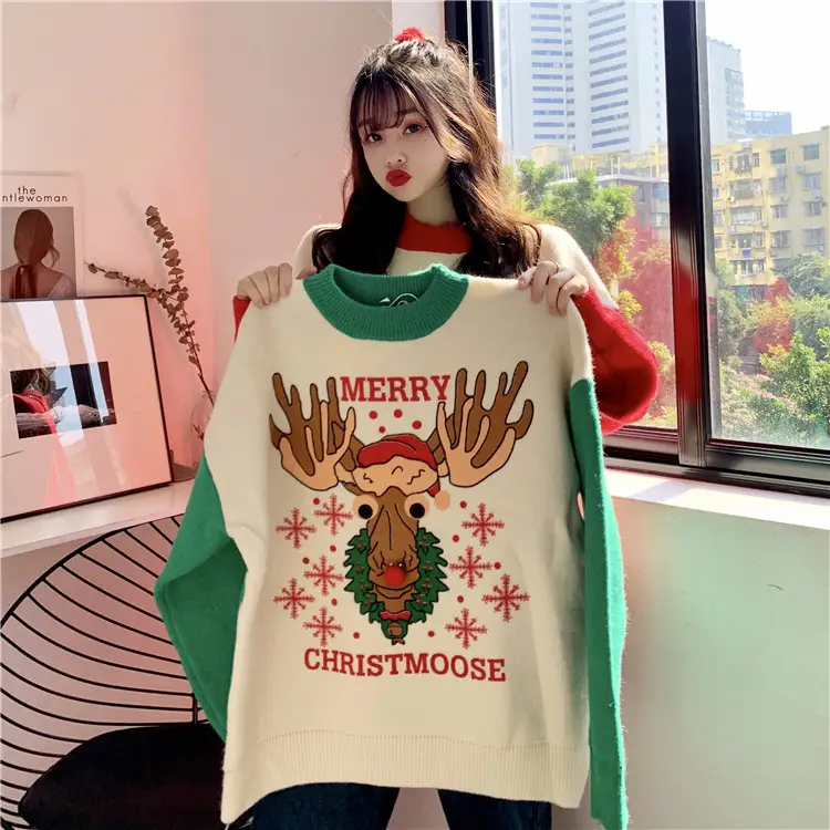 2023 Christmas Knit Sweater Women Red Base Petite Winter Wear — feature 12