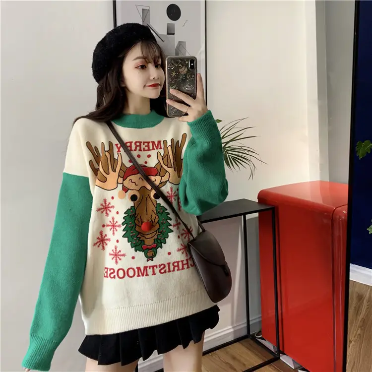 2023 Christmas Knit Sweater Women Red Base Petite Winter Wear — feature 19