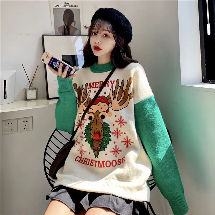 2023 Christmas Knit Sweater Women Red Base Petite Winter Wear — feature 25
