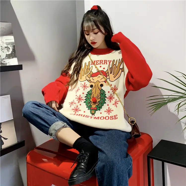2023 Christmas Knit Sweater Women Red Base Petite Winter Wear — feature 5