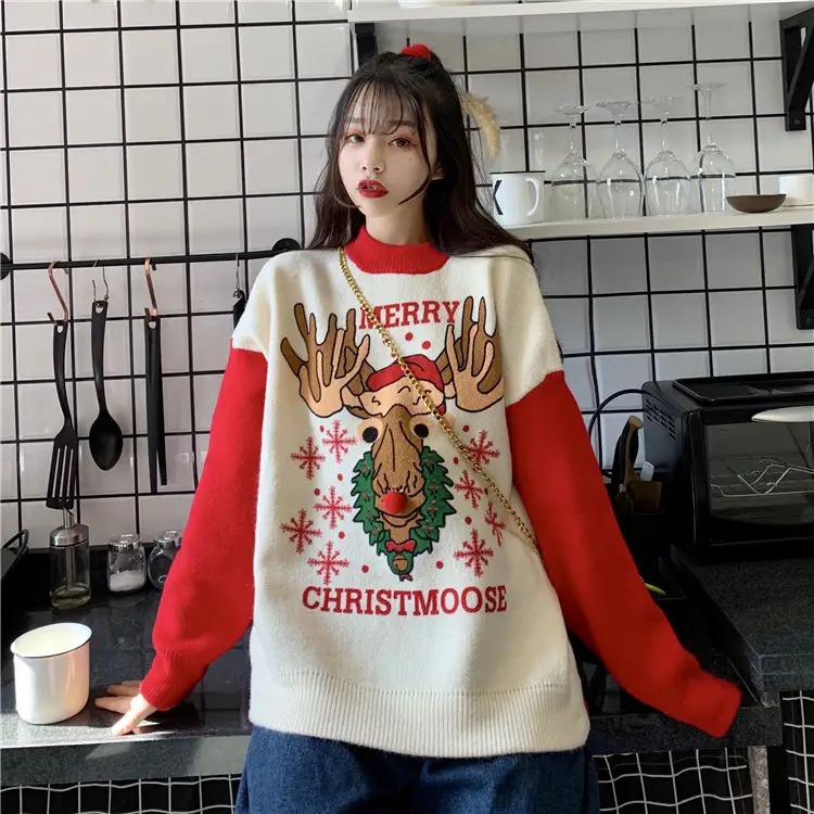 2023 Christmas Knit Sweater Women Red Base Petite Winter Wear — feature 6