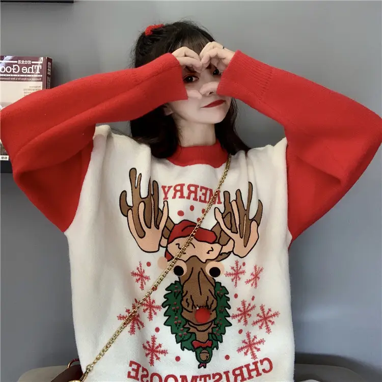 2023 Christmas Knit Sweater Women Red Base Petite Winter Wear — feature 7